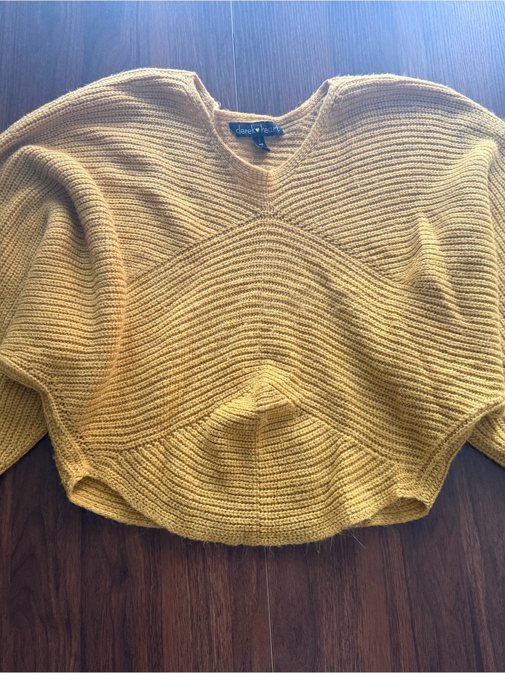 Derek Heart Golden Mustard V-Neck Ribbed Pullover